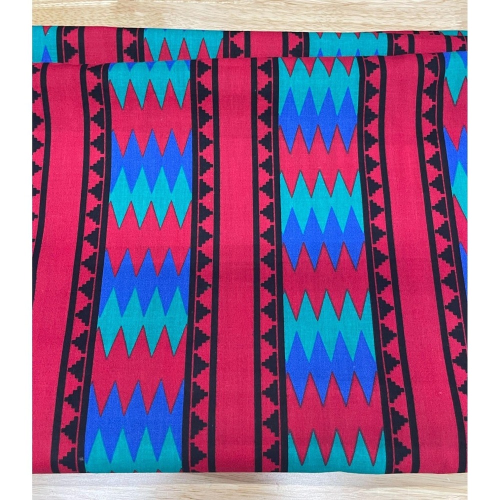 Southwestern Tribal Print Cotton Fabric 60" Wide By the Yard Red/Blue/Green